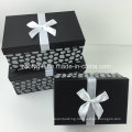 Custom Design Flocking Ribbon Decorated Paper Gift Storage Box